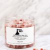 pink bath salt in clear jar